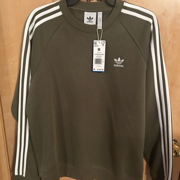 adidas Other - Adidas Original Three Stripe Green Knit Crew Sweatshirt Men's Sz./Med.&Lg. NWT
